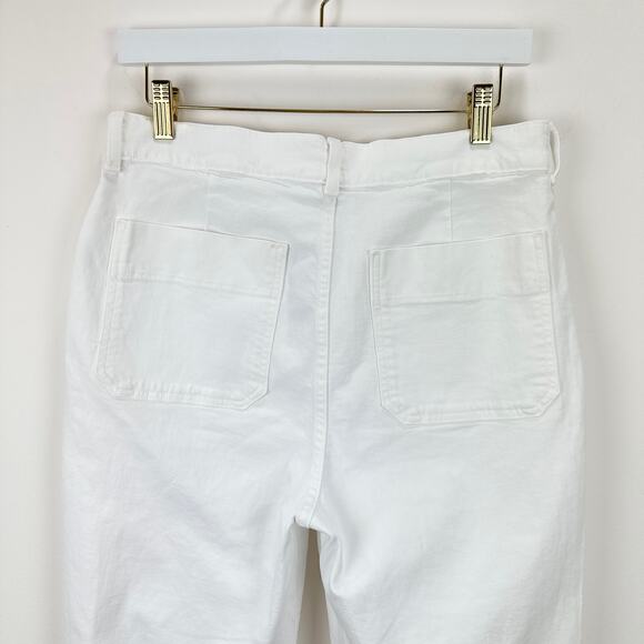J.Crew Petite Sailor Slim Wide Leg Jean High Rise Gold Buttons White US 29P NWT - Picture 11 of 15